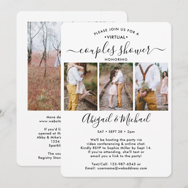 4 Foto Virtuell Bröllopsfest för Bruden via Posten Inbjudningar (Fram/baksida)