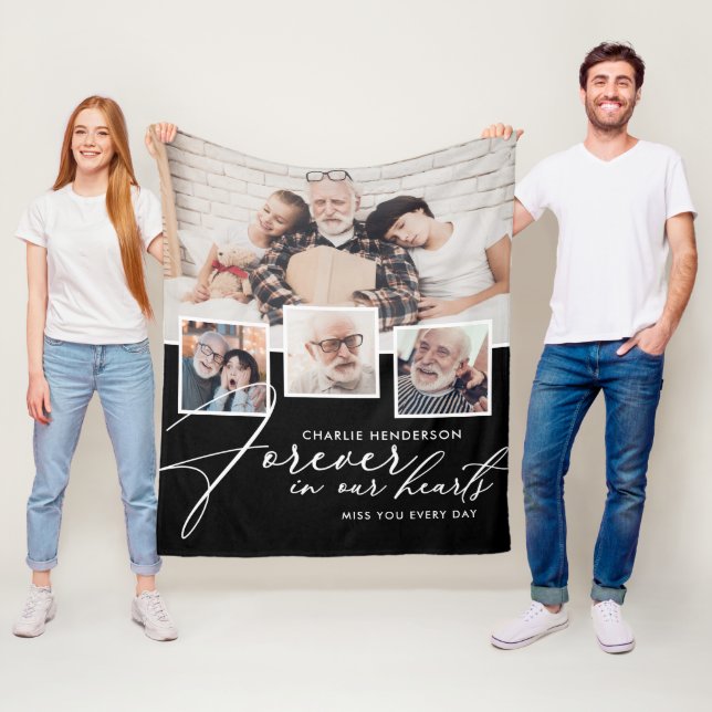 4-Fotogalleri Handskriven För evigt i våra hjärtan Fleecefilt (På plats)