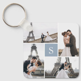 4 Fotogalleriet Dusty Blue monogram Nyckelring