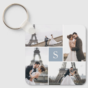 4 Fotogalleriet Dusty Blue monogram Nyckelring