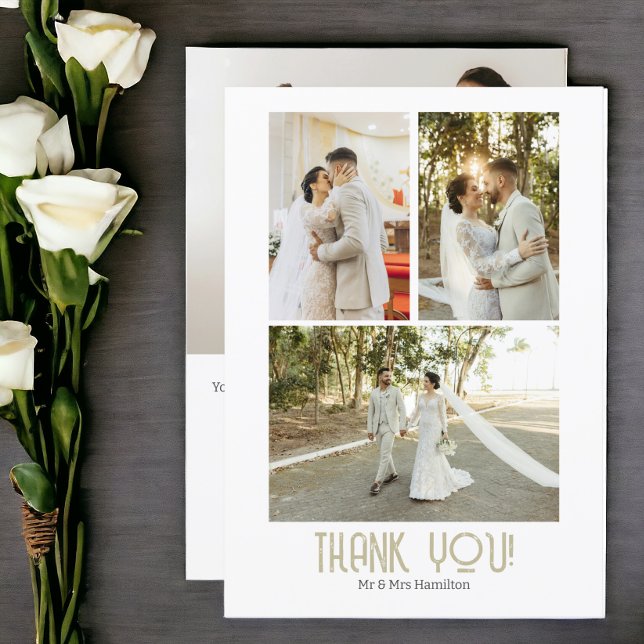 4 Fotografier Personlig Bröllop Tack Kort (4 Photographs Personalized Wedding Thank You Card from Ricaso Elegant,  sophisticate & simple design)