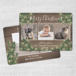 4 Fotojul Grey, Rustic Wood & Ljus Julkort