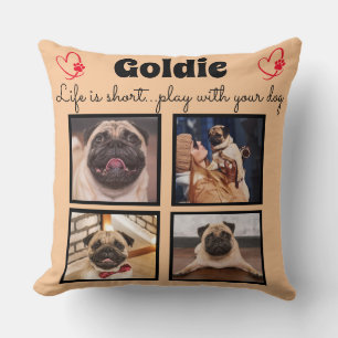 4 fotokollage - anpassat matarminne i hund kudde