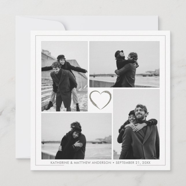 4 Fotokollage Bröllop-årsjusteringskort (Framsida)