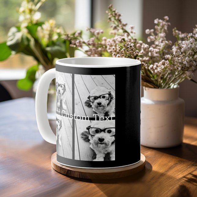 4 Fotokollage - du kan ändra bakgrunden färg Kaffemugg (Mug template with 4 photos )