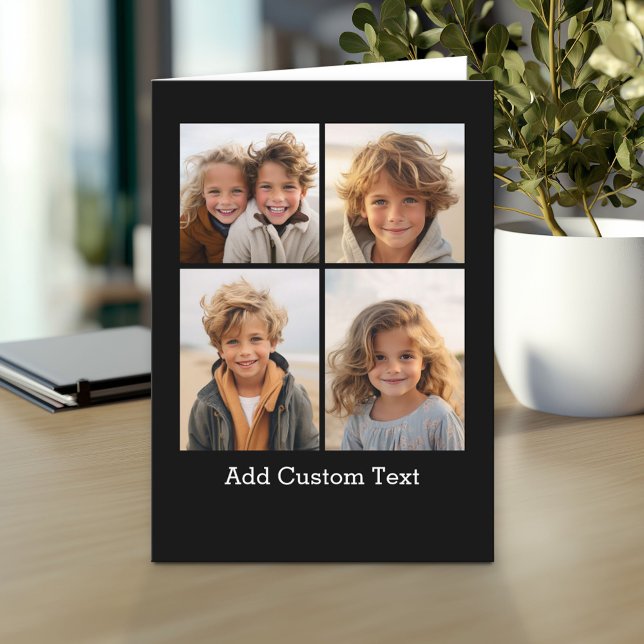 4 Fotokollage - du kan ändra bakgrunden färg Kort (Custom Greeting Card with Photo)
