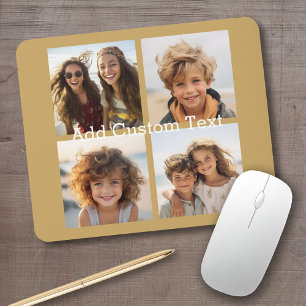 4 Fotokollage - du kan ändra bakgrunden guld Musmatta