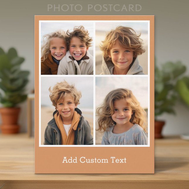 4 Fotokollage - du kan ändra bakgrundsfärg Vykort (Custom Photo Postcard)