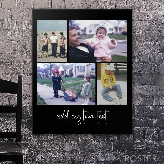 4 Fotokollage - du kan byta svart färg Poster (Custom Poster)