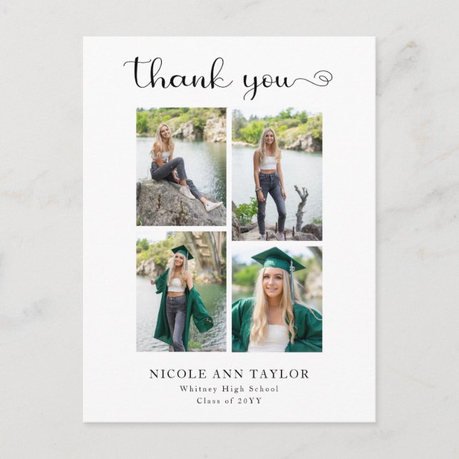 4 Fotokollage Elegant Studenten Tack Vykort (Framsida)