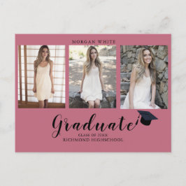 4 fotokollage Endern Modern Rosa Studenten Meddelande Vykort