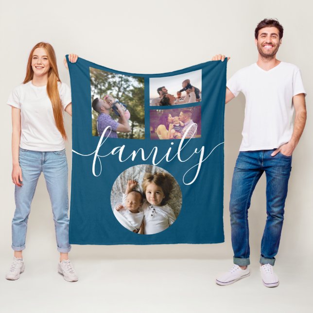 4 Fotokollage Family Personlig Fleecefilt (På plats)