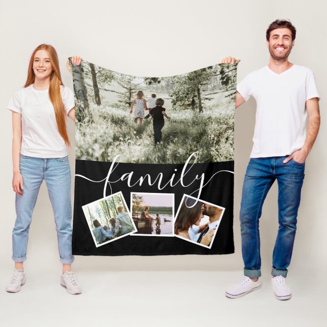 4 Fotokollage Family Personlig Fleecefilt (På plats)