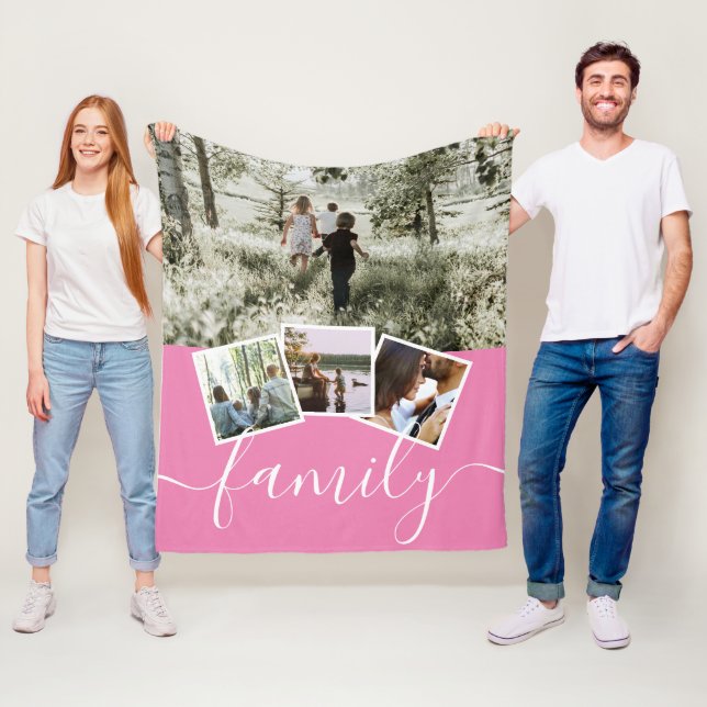 4 Fotokollage Family Personlig Fleecefilt (På plats)