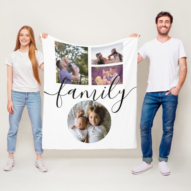 4 Fotokollage Family Personlig Fleecefilt (På plats)