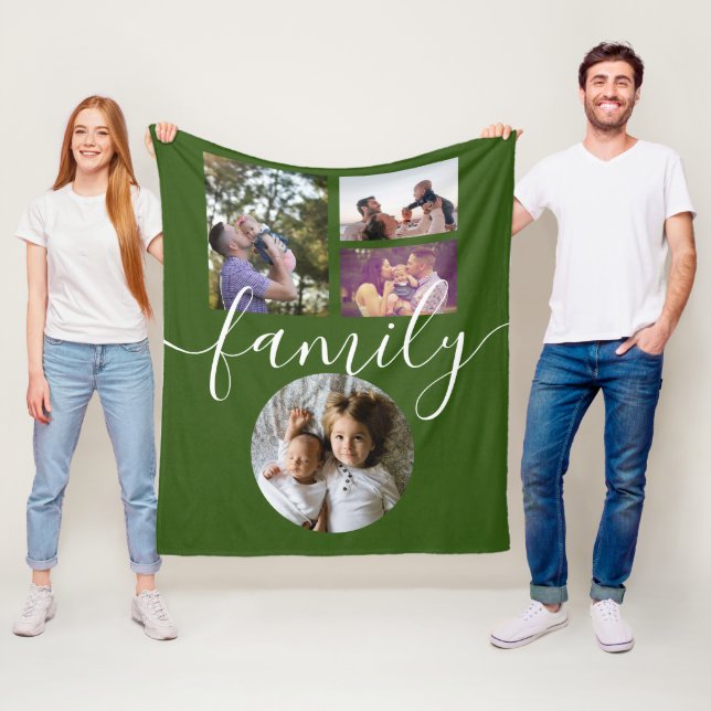 4 Fotokollage Family Personlig Fleecefilt (På plats)