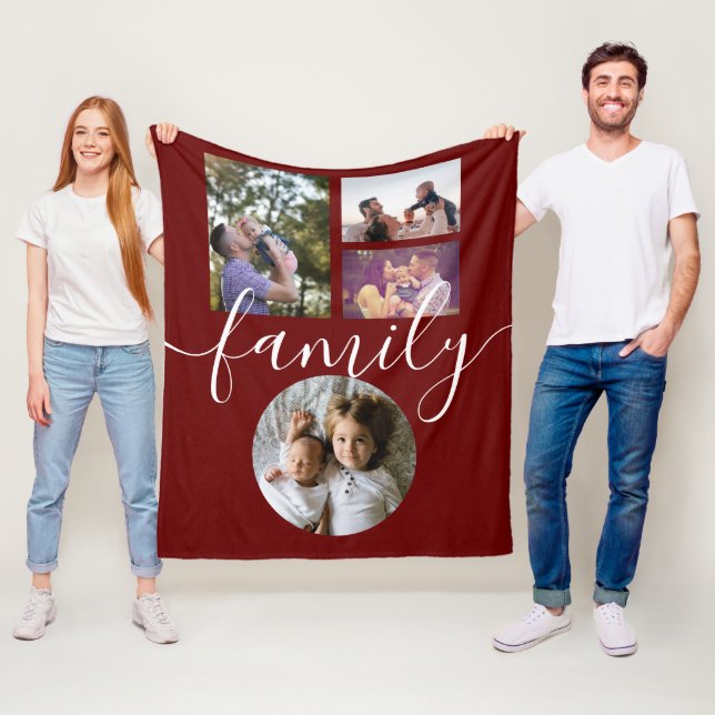 4 Fotokollage Family Personlig Fleecefilt (På plats)