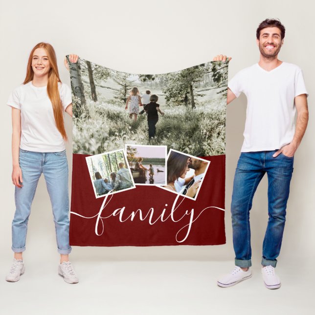 4 Fotokollage Family Personlig Fleecefilt (På plats)