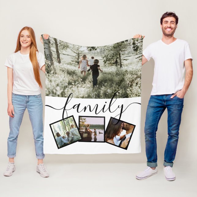4 Fotokollage Family Personlig Fleecefilt (På plats)