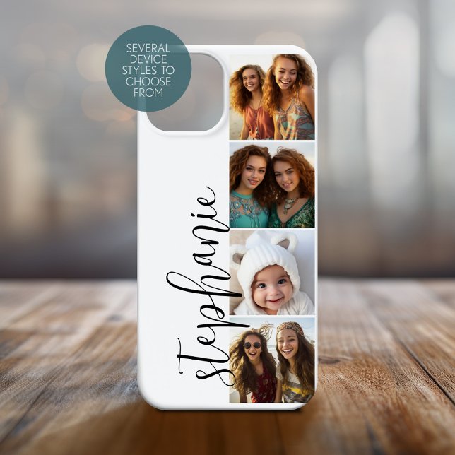 4 Fotokollage - filmremsan med handskrivet teckens (Personalized Phone Cover with Photos)