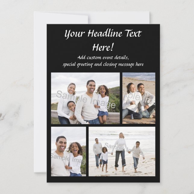 4-Fotokollage Flat Greeting Card eller inbjudan (Framsida)