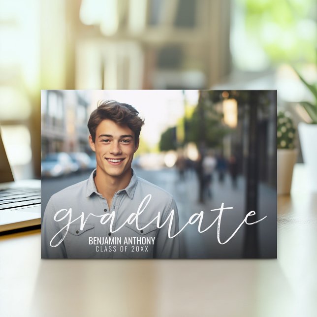4 Fotokollage - Fullt Pic Mod Studentfest Inbjudningar (Modern Graduation Announcement and Party Invitation)