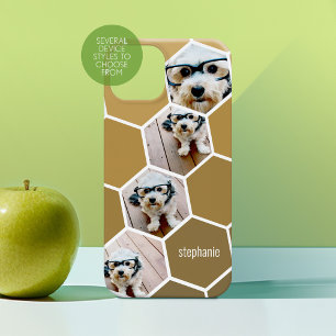 4 Fotokollage - funky hexagon mönster guld