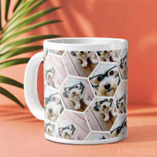 4 Fotokollage - funky hexagonmönster Jumbo Mugg