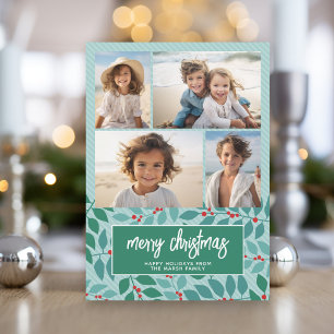 4 Fotokollage - God jul botaniskt pastel Julkort