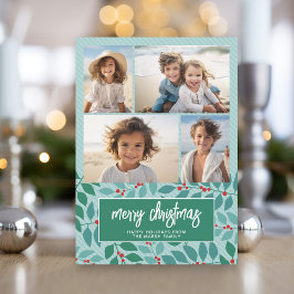 4 Fotokollage - God jul botaniskt pastel Julkort