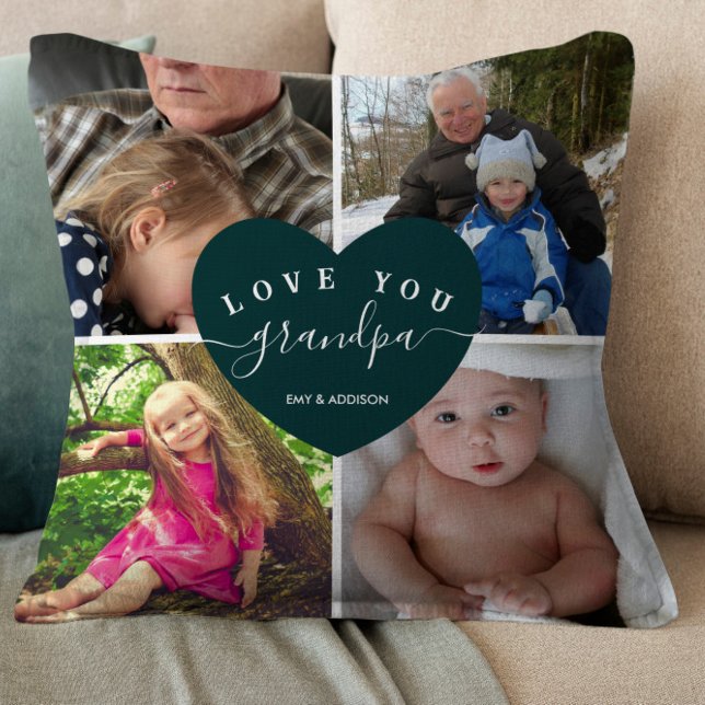 4 Fotokollage Grandpa Gifts Personlig Family Kudde (Skapare uppladdad)