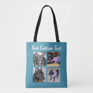 4 Fotokollage Hund Blue Toit Bag Tygkasse