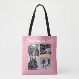 4 Fotokollage| Hund Rosa tobag Tygkasse