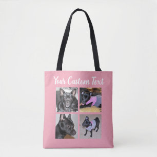 4 Fotokollage Hund Rosa tobag Tygkasse