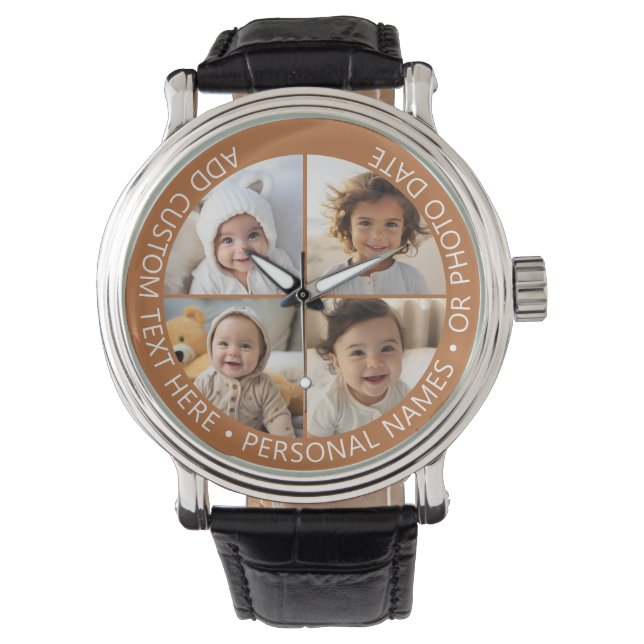 4 Fotokollage med Anpassningsbar av böjning runt Armbandsur (Framsida)