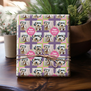 4 Fotokollage med Anpassningsbar Grattis på födels Presentpapper