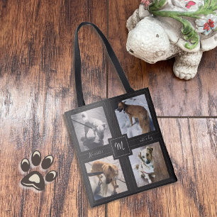 4 Fotokollage med Hund Quote Black Tote Bag Tygkasse