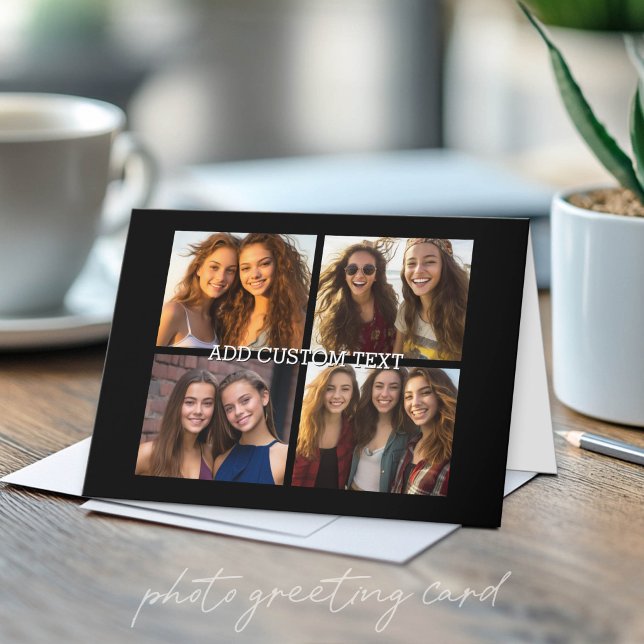 4 Fotokollage - Med område för text Kort (Custom Photo Folded Greeting Card)