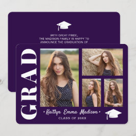 4 Fotokollage Modern Script Lila Grad Meddelande