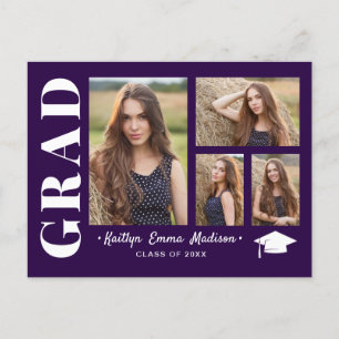 4 Fotokollage Modern Script Lila Grad Vykort
