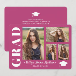 4 Fotokollage Modern Script Rosa Grad Meddelande