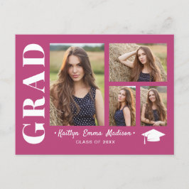 4 Fotokollage Modern Script Rosa Grad-vykort Vykort