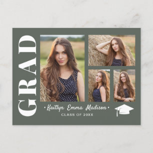 4 Fotokollage Modern Script Sage Grönt Grad Vykort