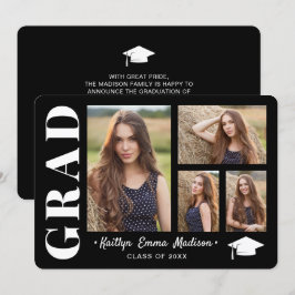 4 Fotokollage Modernt skrivsätt Svart & Vitt Exame Meddelande