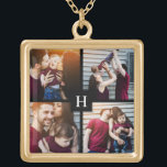 4-Fotokollage och monogram Guldpläterat Halsband<br><div class="desc">Fin perfekt för fotodesign i personlig för mors dag,  som bröllop eller jubileumsgåva,  studenten-gåva osv.</div>