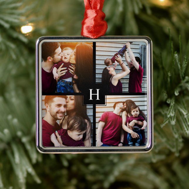 4-Fotokollage och monogram Julgransprydnad Metall (Träd)