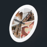 4 Fotokollage-Personlig för Anpassningsbar Rund Klocka<br><div class="desc">Skapa en Anpassningsbar Photo Collage unikt anpassat personlig 4 Fotoväggklocka från Ricaso</div>