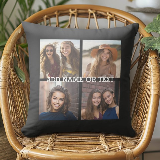 4 Fotokollage - PLOCKA DIN BAKGRUND FÄRG Utomhuskudde (Custom Photo Pillow)
