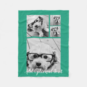 4 Fotokollage - valfri text - CAN Redigera Färg Fleecefilt