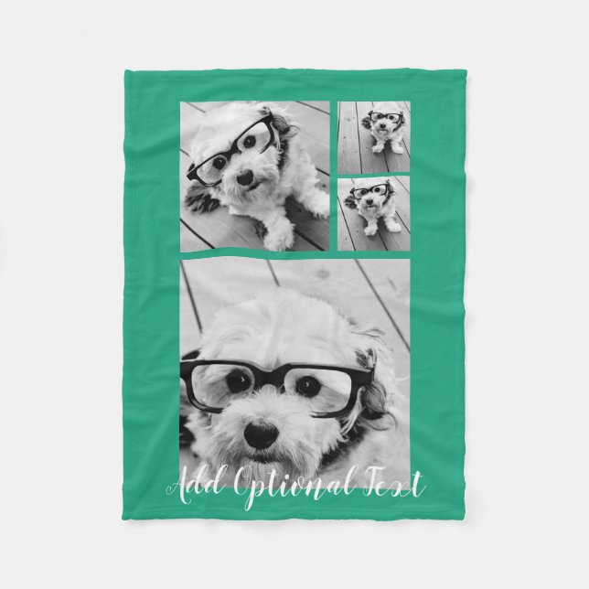 4 Fotokollage - valfri text - CAN Redigera Färg Fleecefilt (Framsidan)